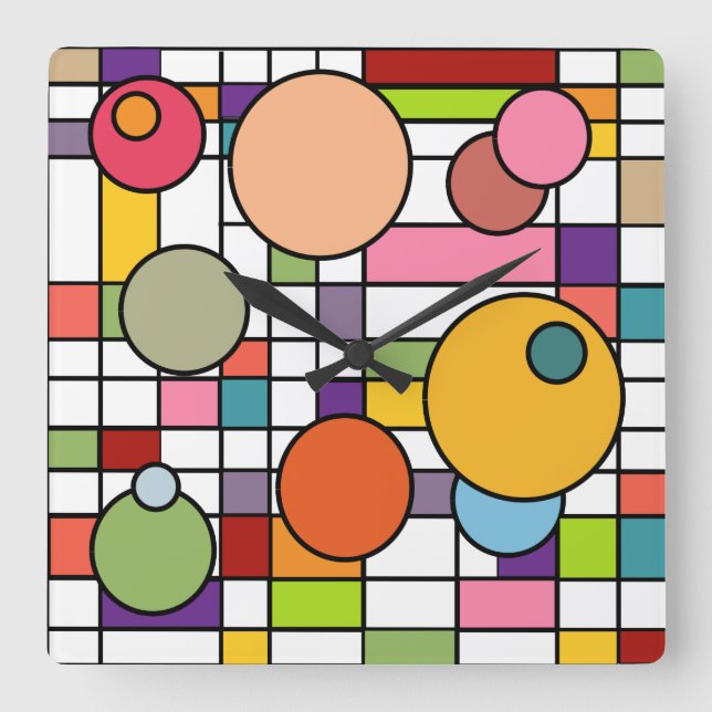 Modern stödraster i mitten av århundradet fyrkantig klocka (Framsida)