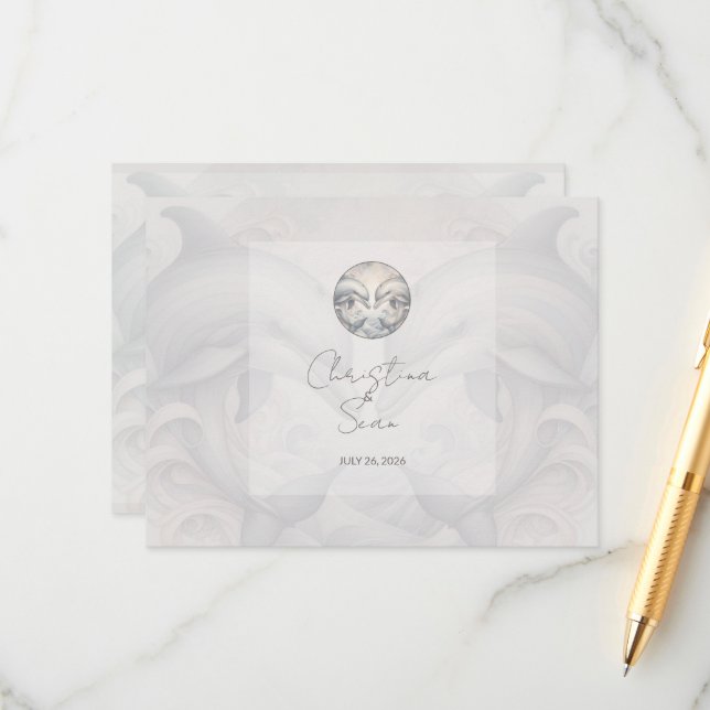 Modern Stollig-delfiner Bröllop QR-kodbilaga C Tilläggskort (Fram/Back In Situ)