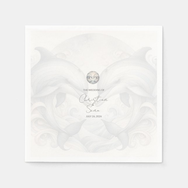 Modern Stollig Dolphin Bröllop Pappersservett (Framsidan)