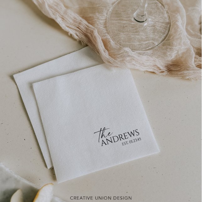 Modern Stollig Personlig Bröllop Napkins Pappersservett (Skapare uppladdad)