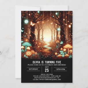 Modern Stollig Woodland Digital Birthday Inbjudningar