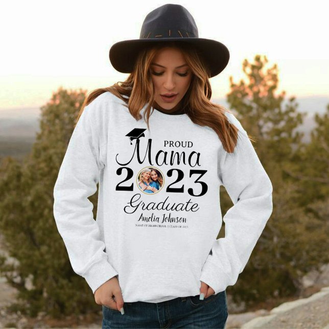 Modern stolt Mamma | 1 Foto Studenten T Shirt (Modern Proud Mama | 1 Photo Graduation T-Shirt)
