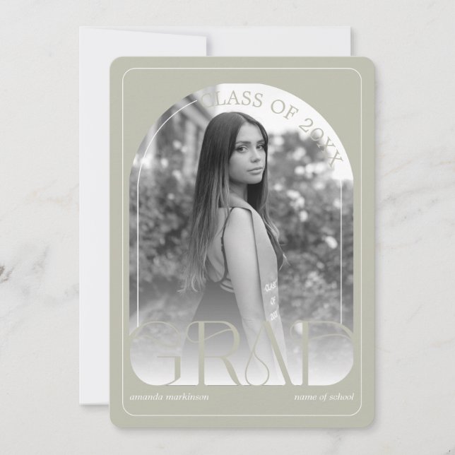 Modern Stone Grey Arch Graduation Announcement Meddelande (Framsida)