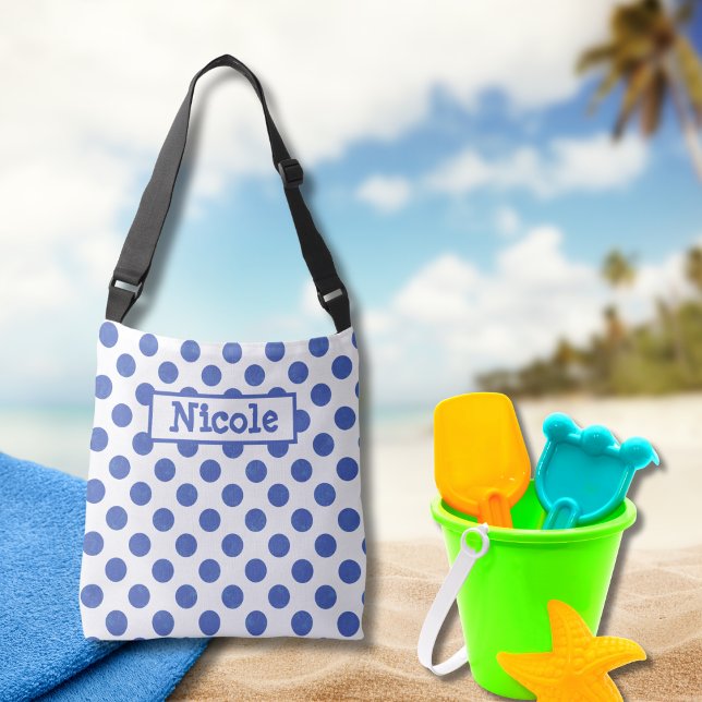 Modern stor blå polka punkt axelväska (Skapare uppladdad)