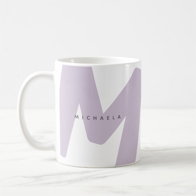 Modern Stor Monogram Initial & Namn Kaffe Kaffemugg (Vänster)