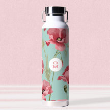 Modern stor Rosa Poppy Wildblomma Monogram