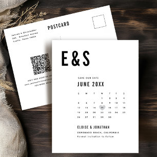 Modern Stor Snygg Monogramkalender Spara Datum Vykort
