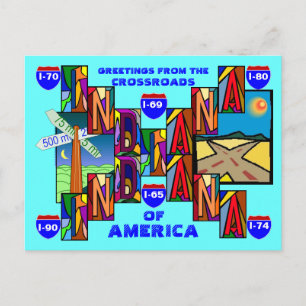 MODERN STORA BREV INDIANA HÄLSNING POSTCARD! VYKORT