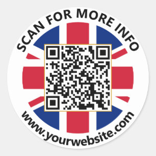 Modern Storbritannien QR-kod dekal brittisk flagga Runt Klistermärke