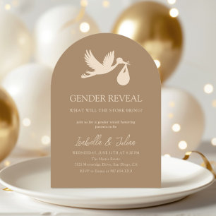 Modern Stork Baby Delivery Gender Reveal Inbjudningar