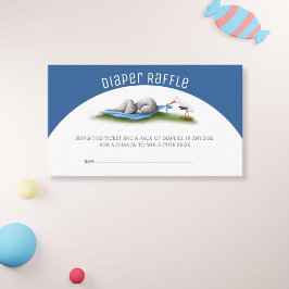 Modern Stork Elephant Diaper Raffle Tilläggskort