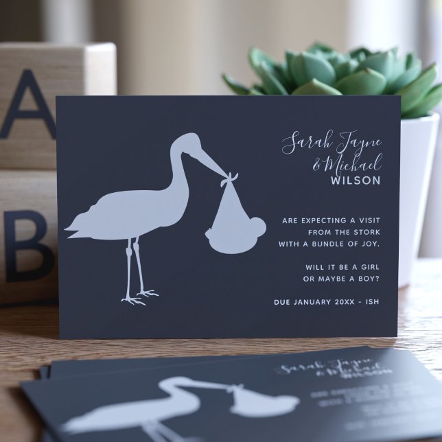 Modern Stork Gravid-aviseringskort Meddelande (Skapare uppladdad)
