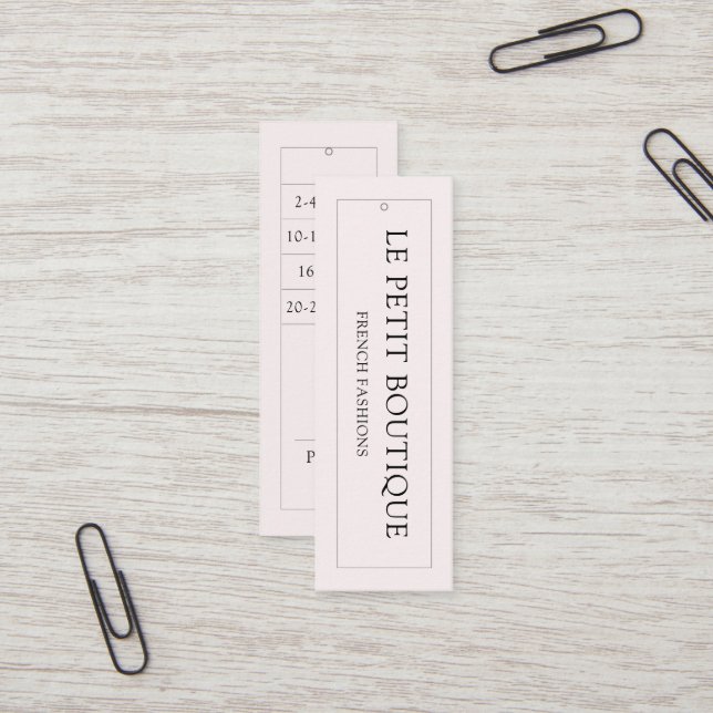 Modern  Storlek konfektion Hängande Pris Märkre Mini Visitkort (Fram/Back In Situ)