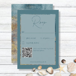 Modern strand abstrakt teal & guld RSVP-kort OSA Kort