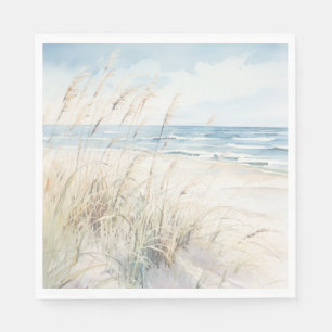 Modern strand akvarell bröllopsfest pappersservett