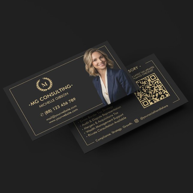 Modern strategisk konsult CPA revisor Svart  Visitkort (Modern Strategic Consultant CPA Accountant Black Business Card
)