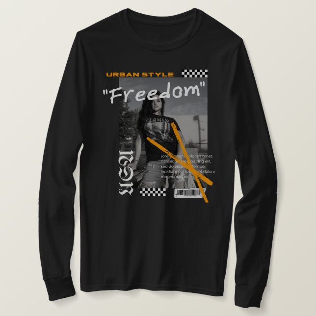 Modern street bära USA Freedom black and white T Shirt (Design framsida)
