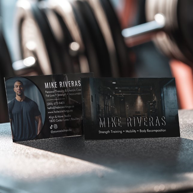 Modern Strength Training Fitness Coach Personal Visitkort (Modern Strength Training Fitness Coach Personal Business Card)