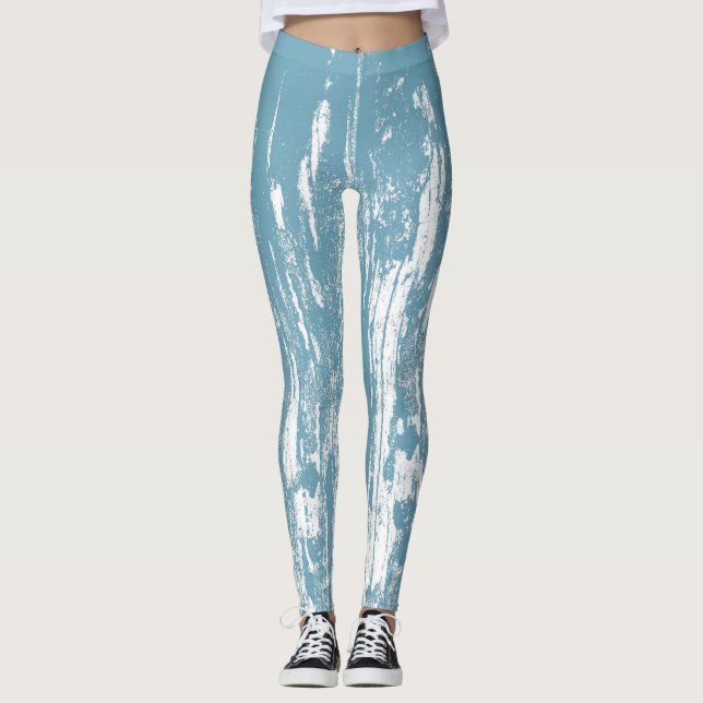 Modern, stressad, Abstrakt, blå Coola Leggings (Framsida)