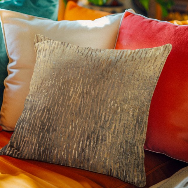Modern, stressad metallisk Guld-Mönster - regn Kudde (Skapare uppladdad)