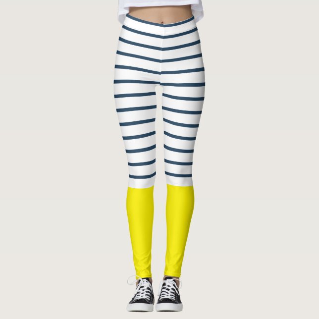 Modern strimlad mönster leggings (Framsida)