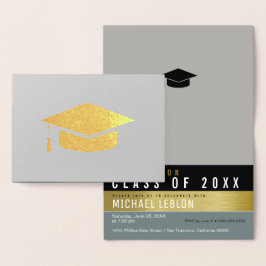 modern, strimmig och elegant student . grad guld folierat kort