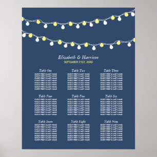 Modern String Ljus, Gult och vita sittdiagram Poster