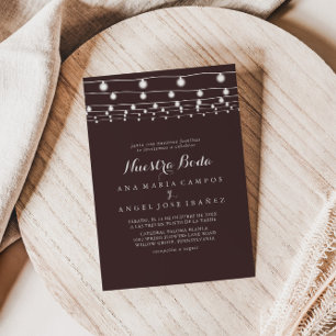 Modern String Ljus Nuestra Boda Bröllop Inbjudningar