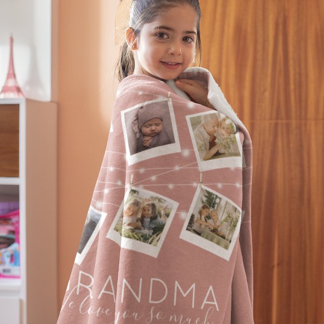 Modern String Ljus Photo Collage Fleece Blanket (Skapare uppladdad)