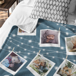 Modern String Ljus Photo Collage Fleece Blanket