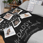 Modern String Ljus Photo Collage Fleecefilt<br><div class="desc">Oavsett tillfälle är den här personligen säkert en gåva av värdefulla minnen som Pappa kommer att värna för evigt. Med sex foton som du väljer och anpassade text som lyder "DADDY, I KÄRLEK DU SÅ MUCH" plus ditt namn under, det är perfekt för Fars dag, födelsedagar, jul och mycket annat....</div>