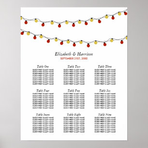 Modern String Ljus, Red & Guld Seatschdiagram Poster