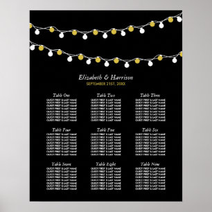 Modern String Ljus, Vit och Guld-sittdiagram Poster