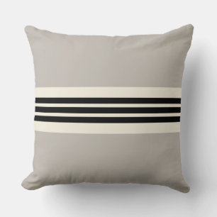 Modern stripe Dekorativ kudde i Black & Taupe