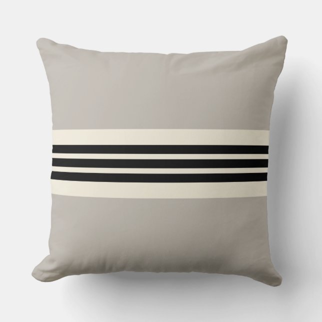 Modern stripe Dekorativ kudde i Black & Taupe (Framsida)