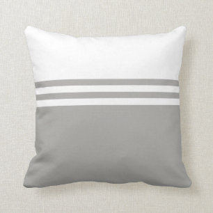 Modern stripe Grått och vit Kudde