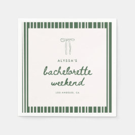 Modern Striped Green Coquette Bachelorette Weekend Pappersservett