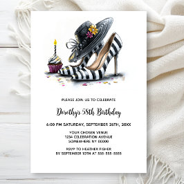 Modern Striped High Heel Shoes Birthday Party Inbjudningar