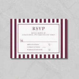 Modern Stripes Burgundy Wedding  OSA Kort