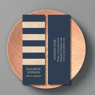 Modern Struktur Beige Blue Stripe InteriorDesigner Mini Visitkort