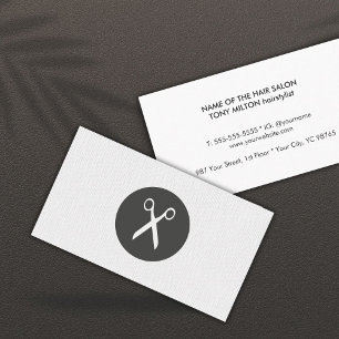 Modern Struktur White Scissor Hairstylist Visitkort