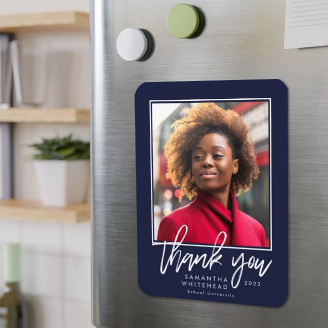 Modern Student 2022, blå Tack i foto Magnet (Skapare uppladdad)