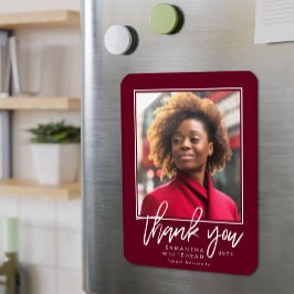 Modern Student 2022 Photo Burgundy Tack Magnet
