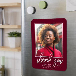 Modern Student 2022 Photo Burgundy Tack Magnet
