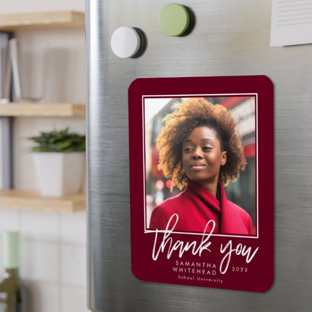 Modern Student 2022 Photo Burgundy Tack Magnet (Skapare uppladdad)