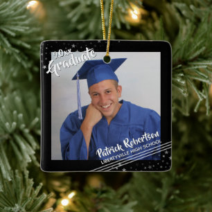 Modern Student 2-fotopenselskript, svarta stjärnor Julgransprydnad Keramik