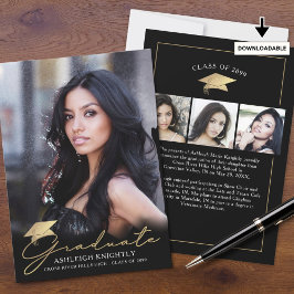 Modern Student 4-fotoskript Kap Black Guld Meddelande