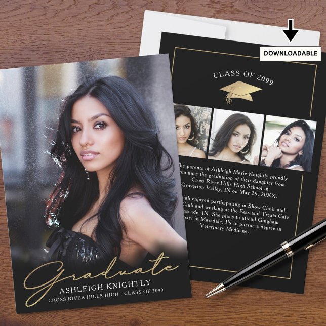 Modern Student 4-fotoskript, svart Guld Meddelande (Skapare uppladdad)