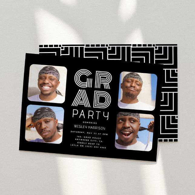 Modern Student 4x fotokollage GRAD Party Inbjudningar (Skapare uppladdad)