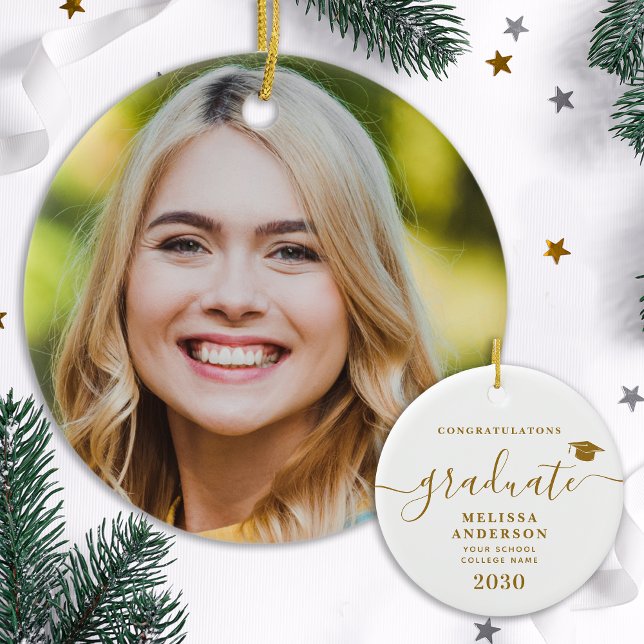 Modern Student Anpassningsbar Photo Simple Student Julgransprydnad Keramik (Skapare uppladdad)